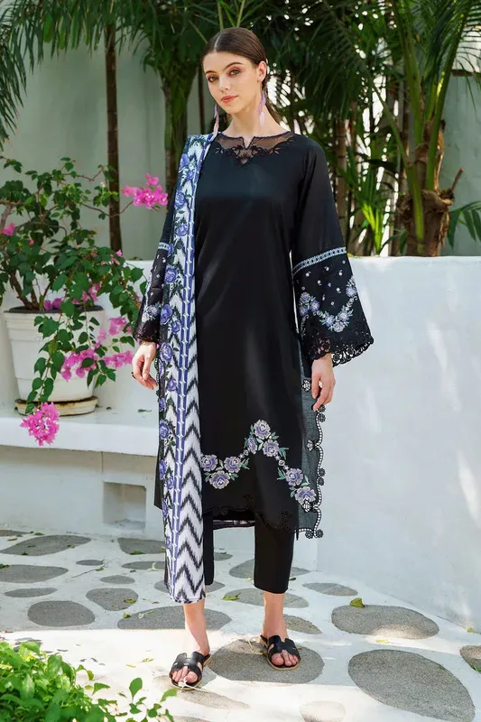 Baroque Lawn Collection 24 Black Organza – view 1 – Poshaq