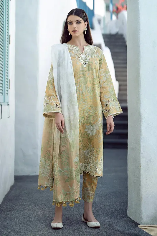 Baroque Lawn Collection 24 Beige Organza – view 1 – Poshaq