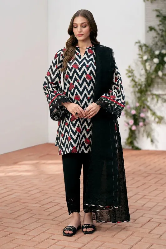 Baroque Lawn Collection 24 Black Organza – view 1 – Poshaq