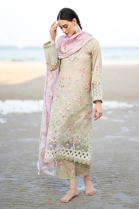 Baroque Lawn Collection 24 Brown Organza – view 1 – Poshaq