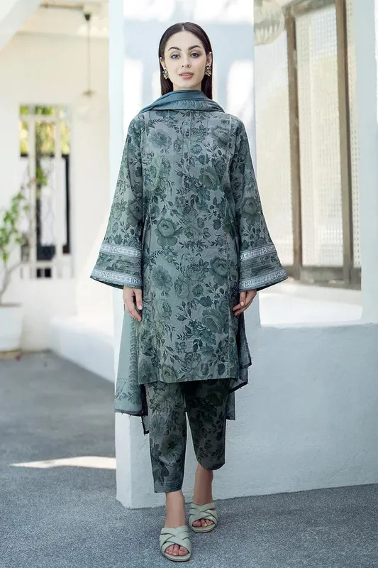 Baroque Lawn Collection 24 Teal Silk – view 1 – Poshaq