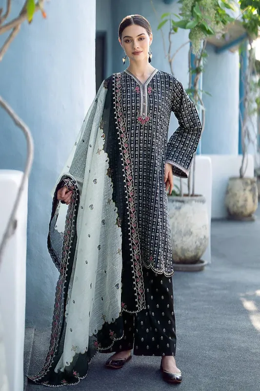 Baroque Lawn Collection 24 Black Organza – view 1 – Poshaq