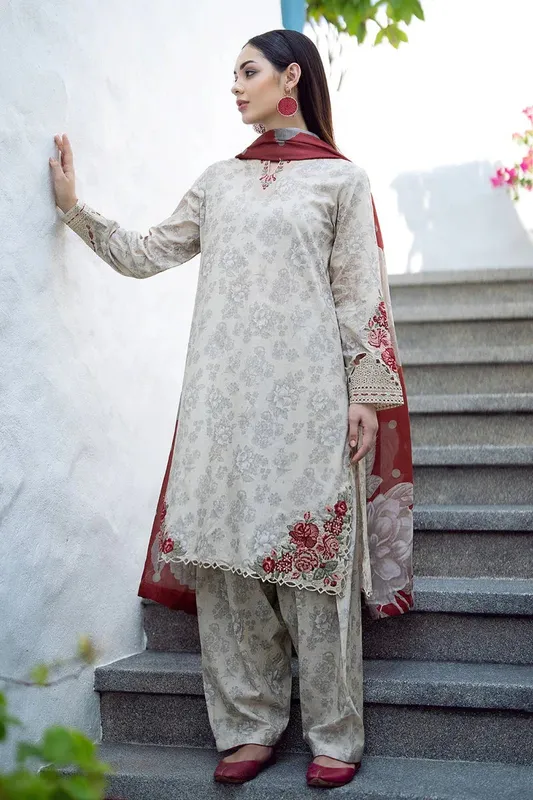Baroque Lawn Collection 24 Grey Organza – view 1 – Poshaq