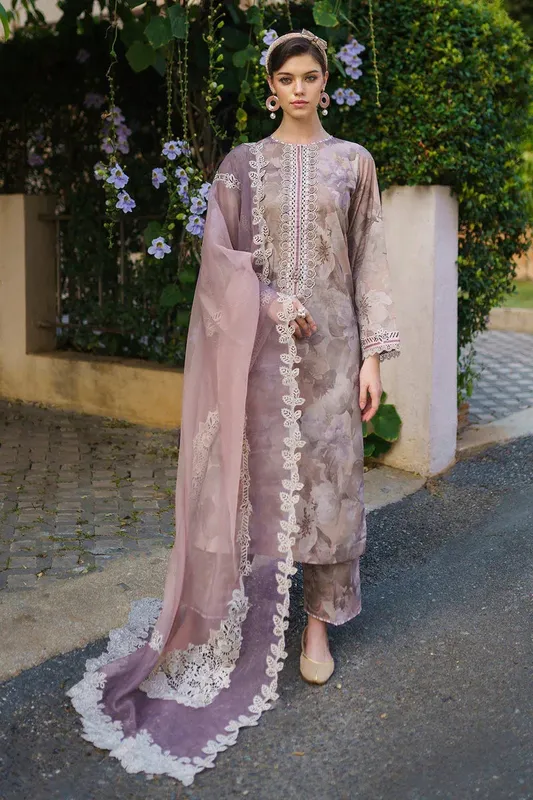 Baroque Lawn Collection 24 Purple Organza – view 1 – Poshaq
