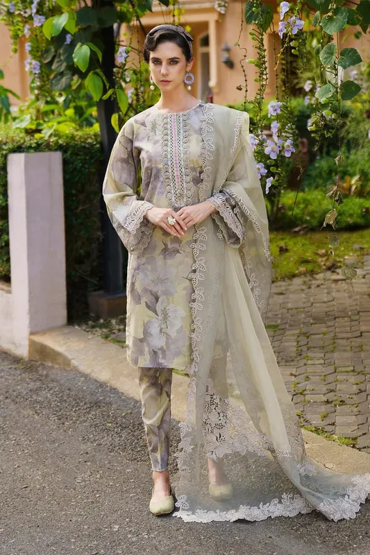 Baroque Lawn Collection 24 Green Organza – view 1 – Poshaq