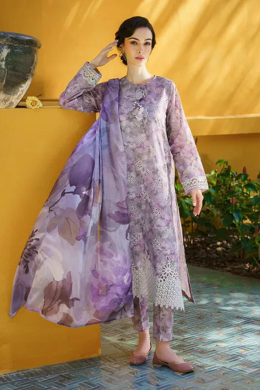 Baroque Lawn Collection 24 Lilac Organza – view 1 – Poshaq