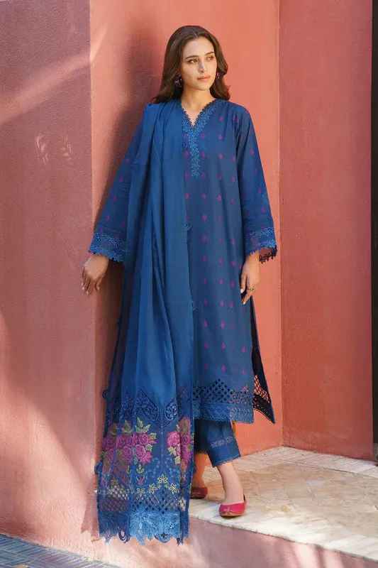 Baroque Luxury Pret 24 Blue Jacquard – view 1 – Poshaq