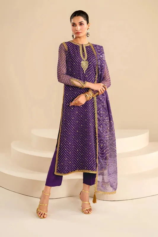 Baroque Luxury Pret 24 Purple Organza – view 1 – Poshaq