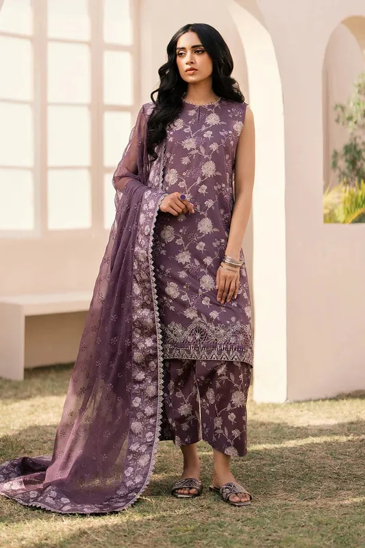 Baroque Luxury Pret 24 Purple Organza – view 1 – Poshaq
