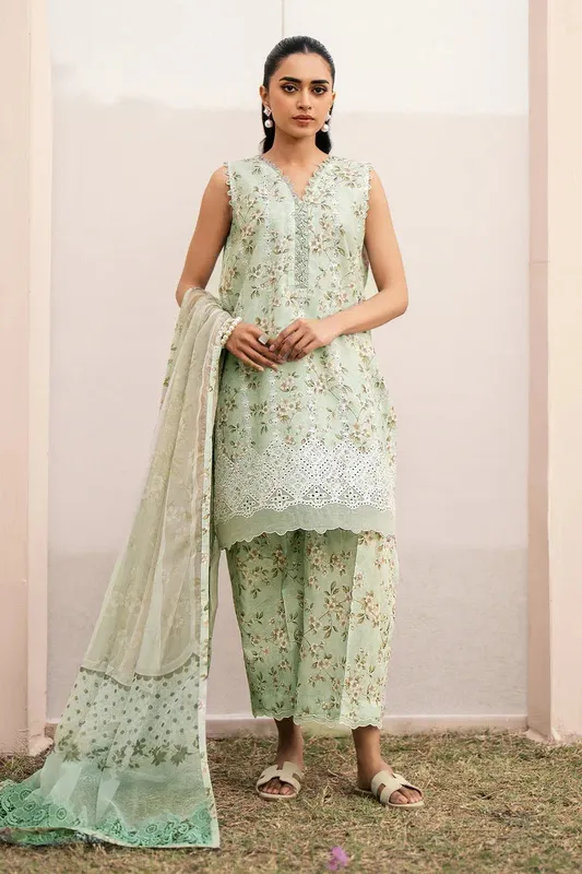 Baroque Luxury Pret 24 Grey Organza – view 1 – Poshaq