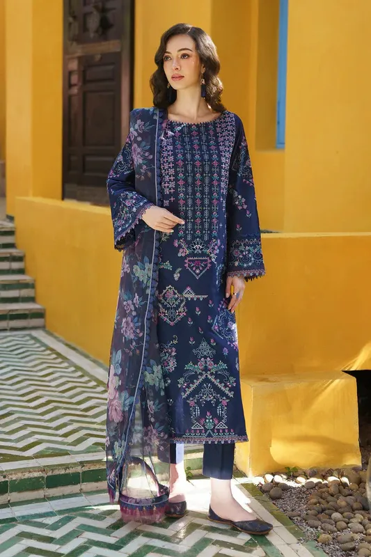 Baroque Luxury Pret 24 Blue Organza – view 1 – Poshaq