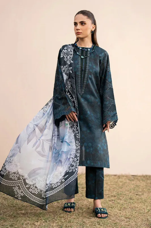 Baroque Luxury Pret 24 Grey Organza – view 1 – Poshaq