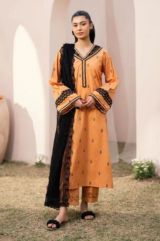 Baroque Luxury Pret 24 Peach Jacquard – view 1 – Poshaq