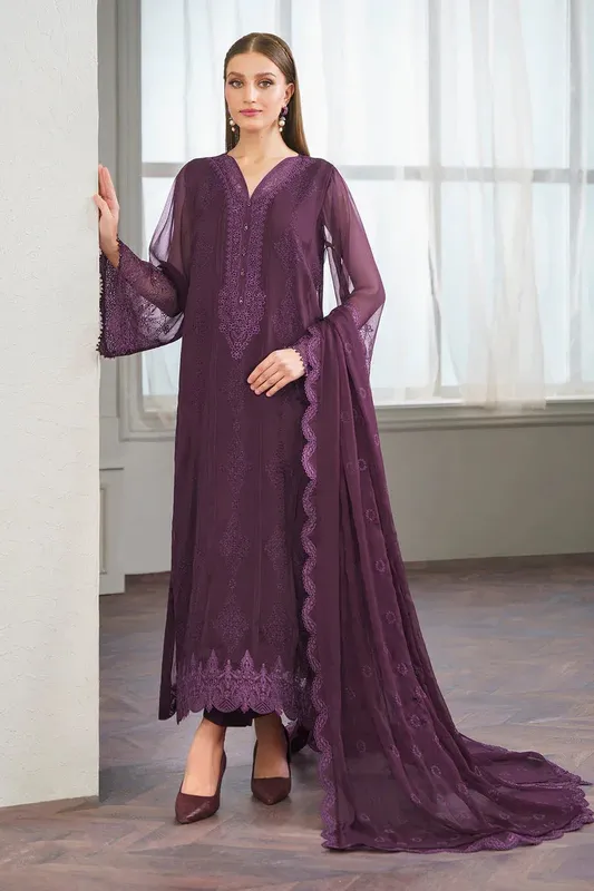 Baroque Luxury Pret 24 Purple Organza – view 1 – Poshaq