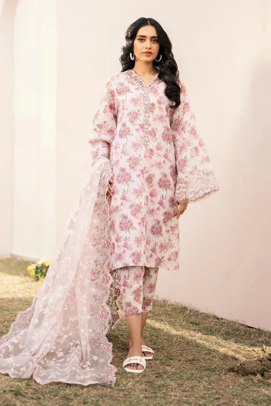Baroque Luxury Pret 24 White Organza – view 1 – Poshaq