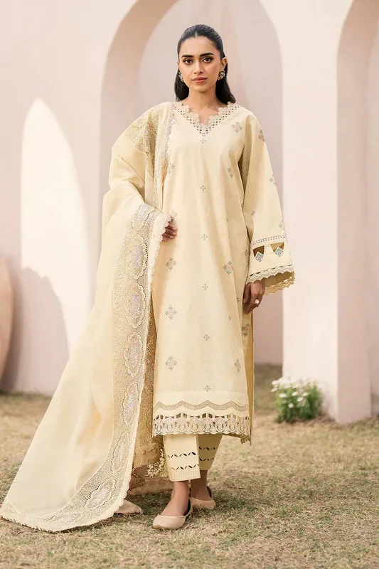 Baroque Luxury Pret 24 Yellow Jacquard – view 1 – Poshaq
