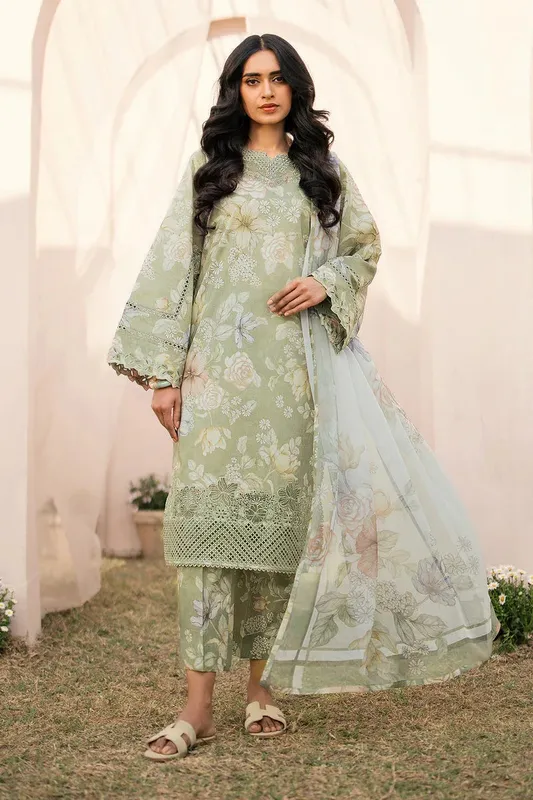 Baroque Luxury Pret 24 Grey Organza – view 1 – Poshaq