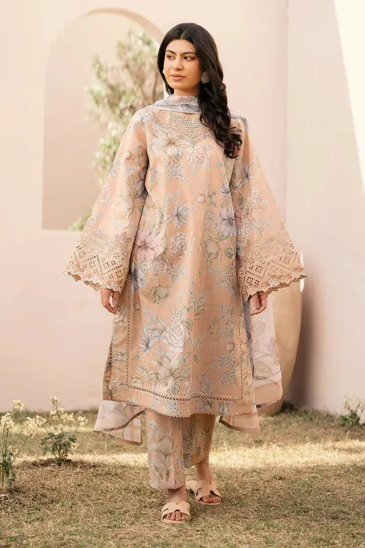 Baroque Luxury Pret 24 Peach Organza – view 1 – Poshaq