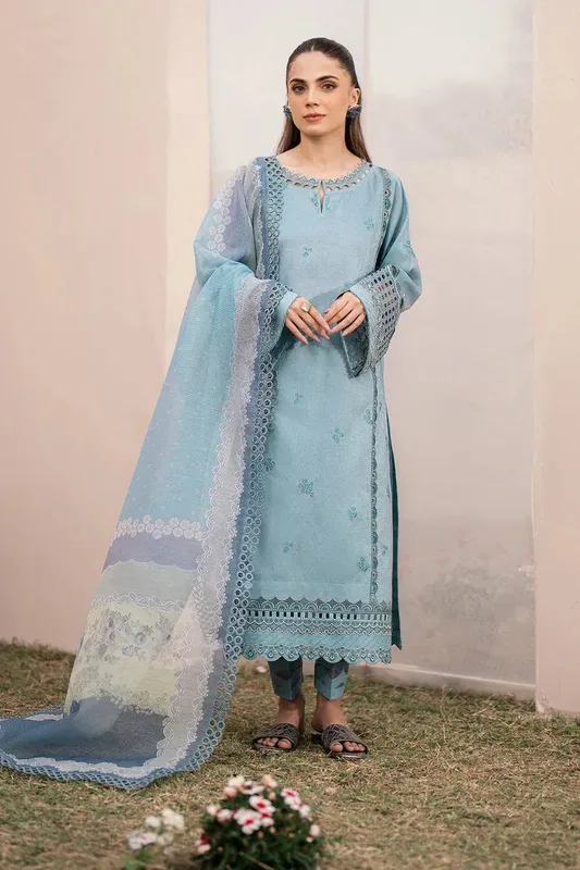 Baroque Luxury Pret 24 Blue Jacquard – view 1 – Poshaq