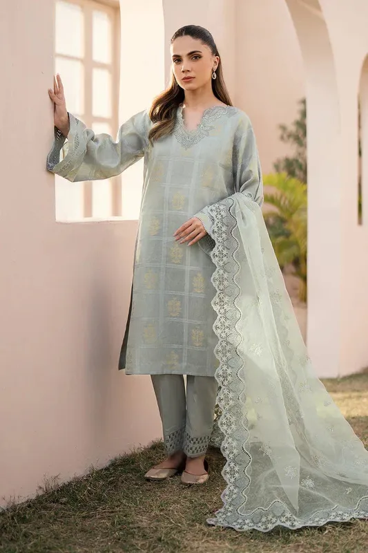 Baroque Luxury Pret 24 Grey Jacquard – view 1 – Poshaq