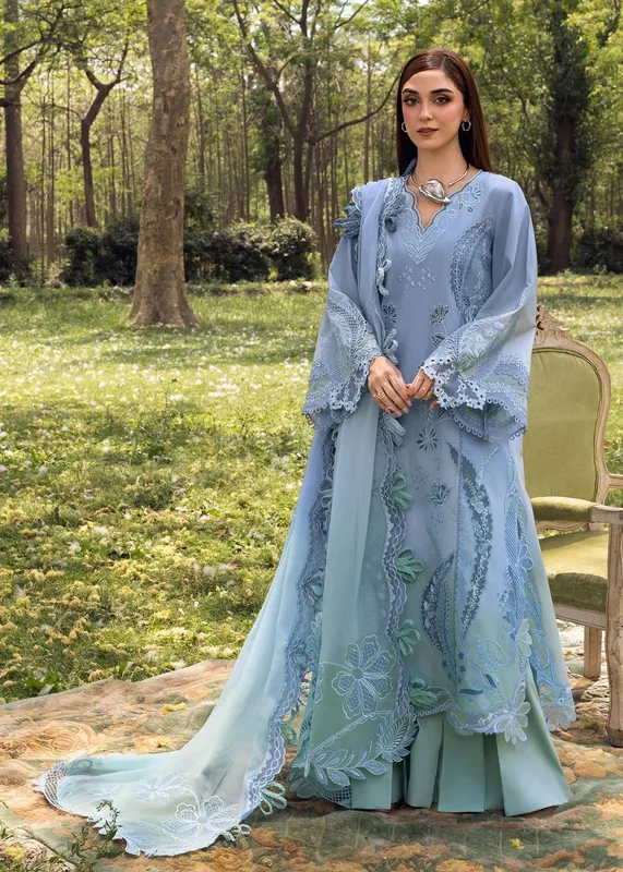Crimson Tasawar 25 Blue Gray Georgette – view 1 – Poshaq