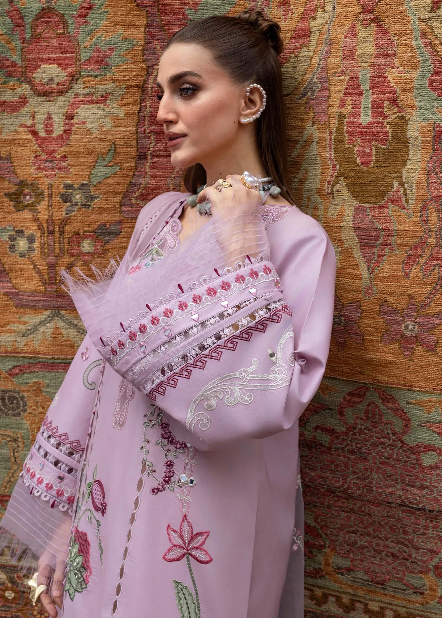 Crimson Tasawar 25 Lilac Organza – view 3 – Poshaq