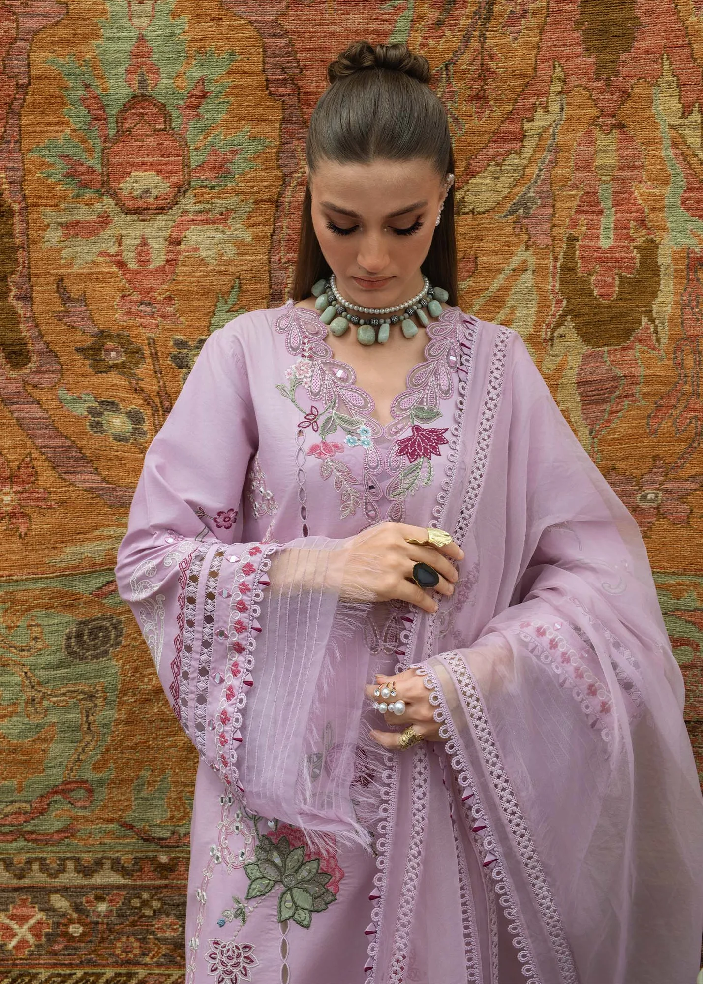Crimson Tasawar 25 Lilac Organza – view 4 – Poshaq