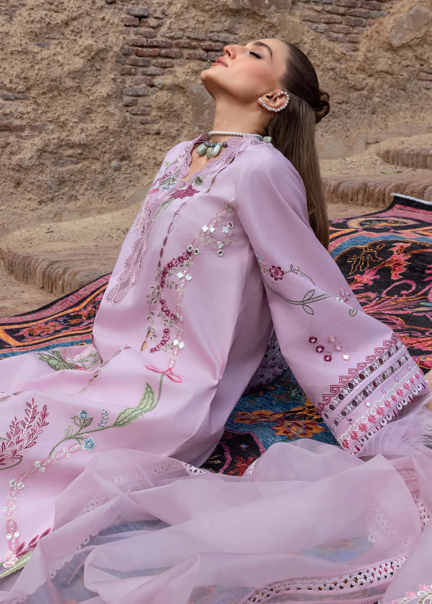 Crimson Tasawar 25 Lilac Organza – view 5 – Poshaq