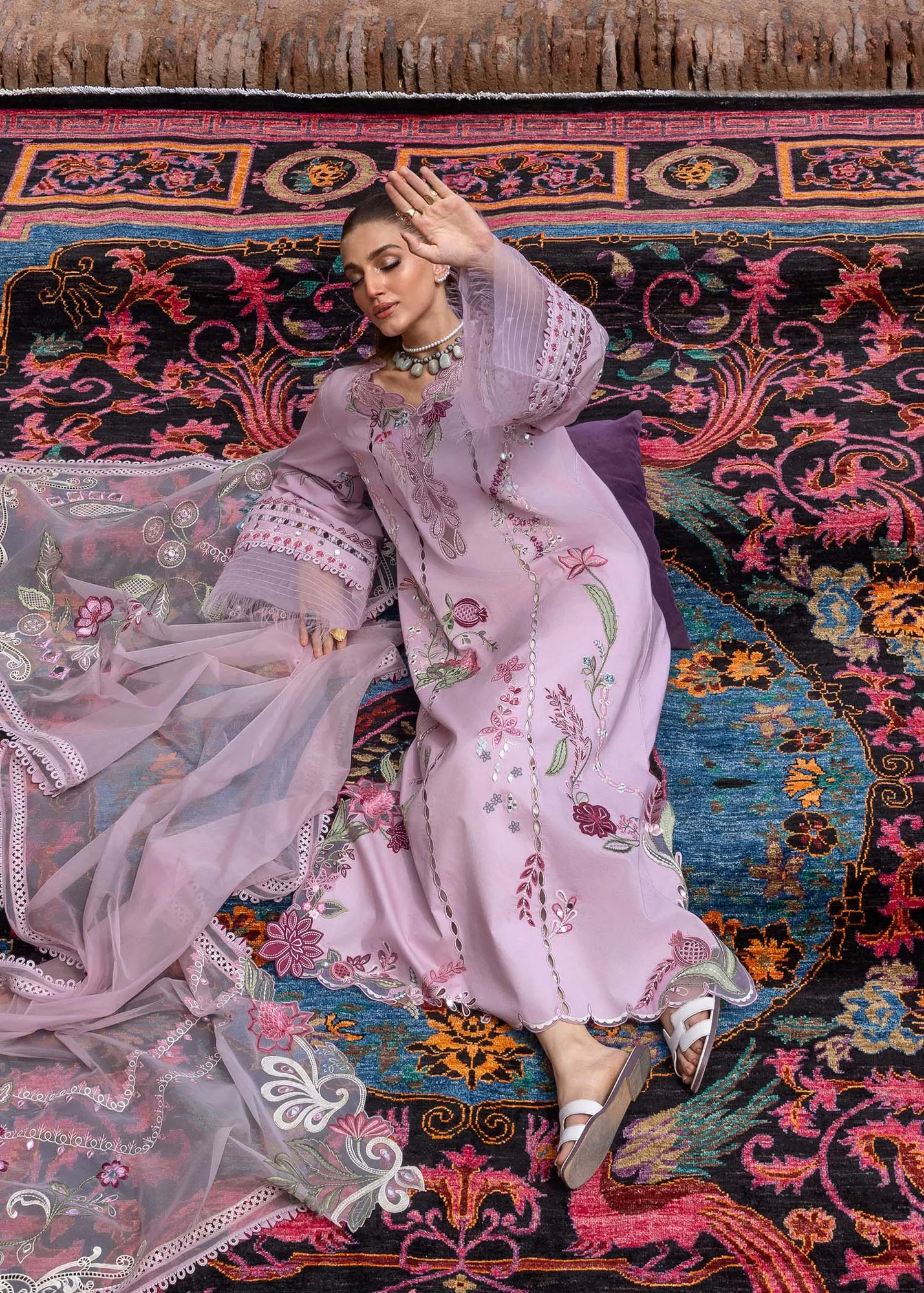 Crimson Tasawar 25 Lilac Organza – view 6 – Poshaq