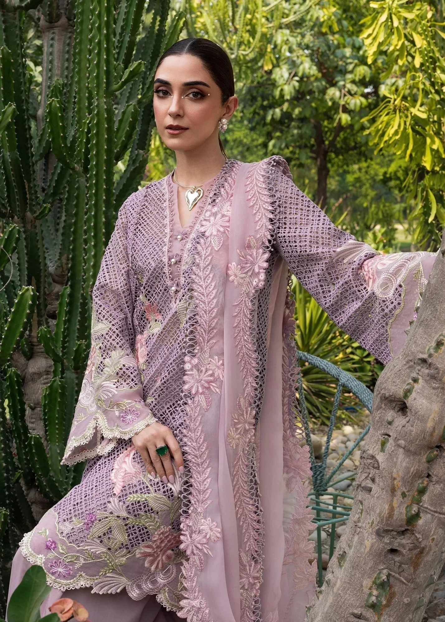 Crimson Tasawar 25 Lilac Georgette – view 2 – Poshaq