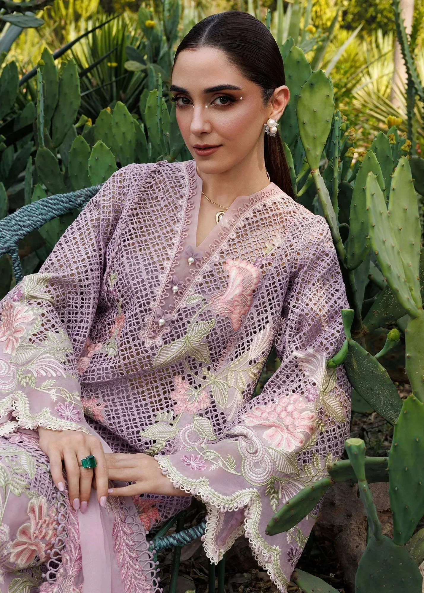 Crimson Tasawar 25 Lilac Georgette – view 3 – Poshaq
