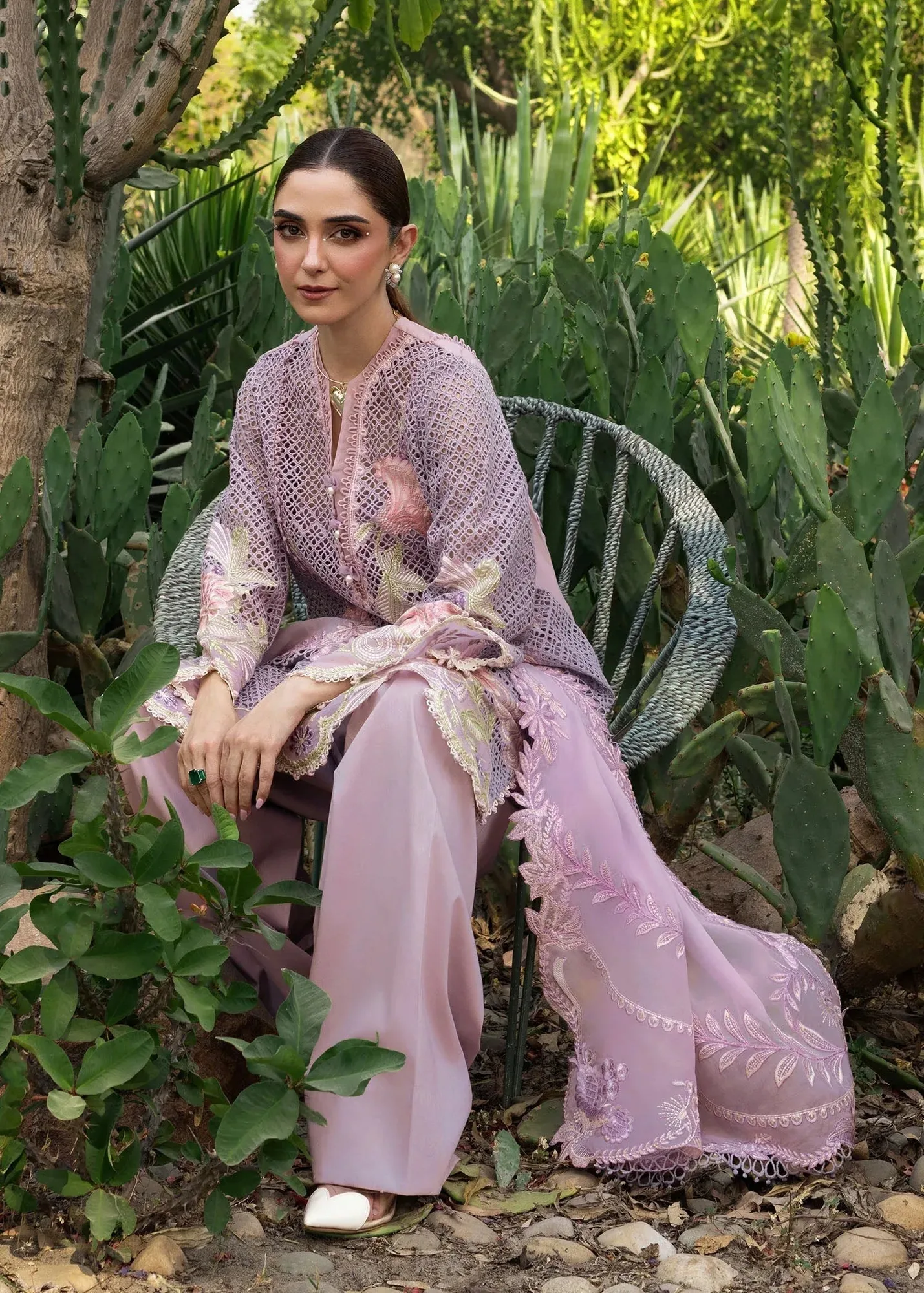 Crimson Tasawar 25 Lilac Georgette – view 5 – Poshaq
