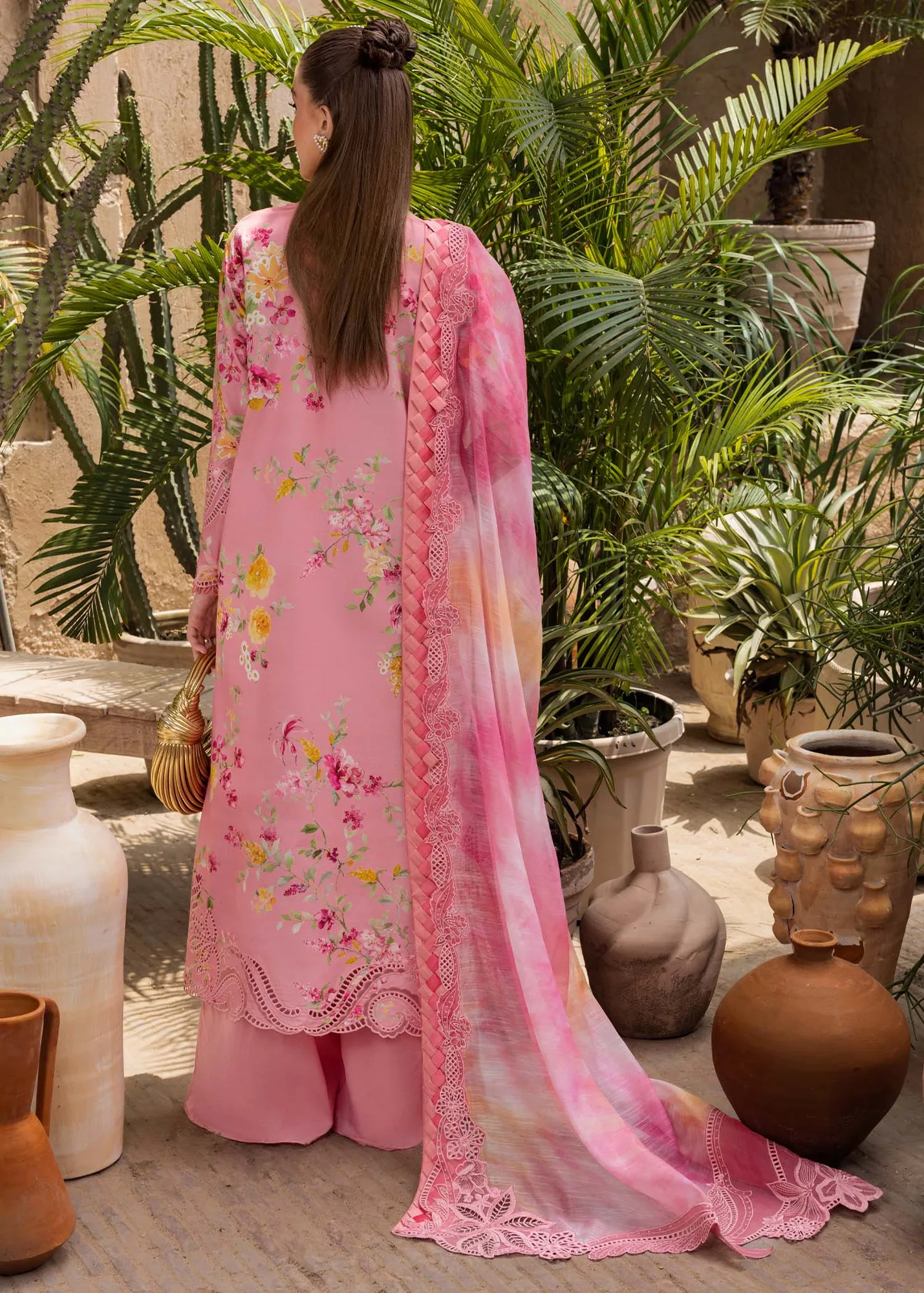 Crimson Tasawar 25 Rose Pink Organza – view 2 – Poshaq