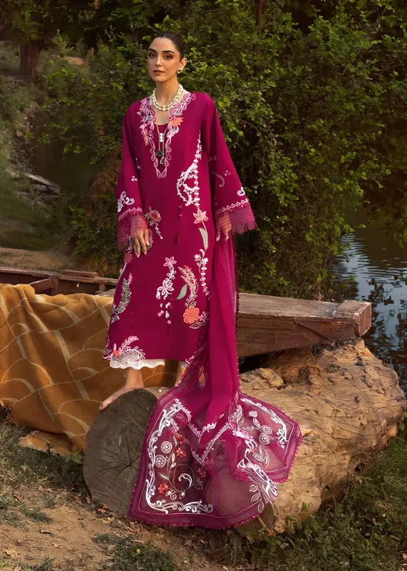 Crimson Tasawar 25 Berry Organza – view 1 – Poshaq
