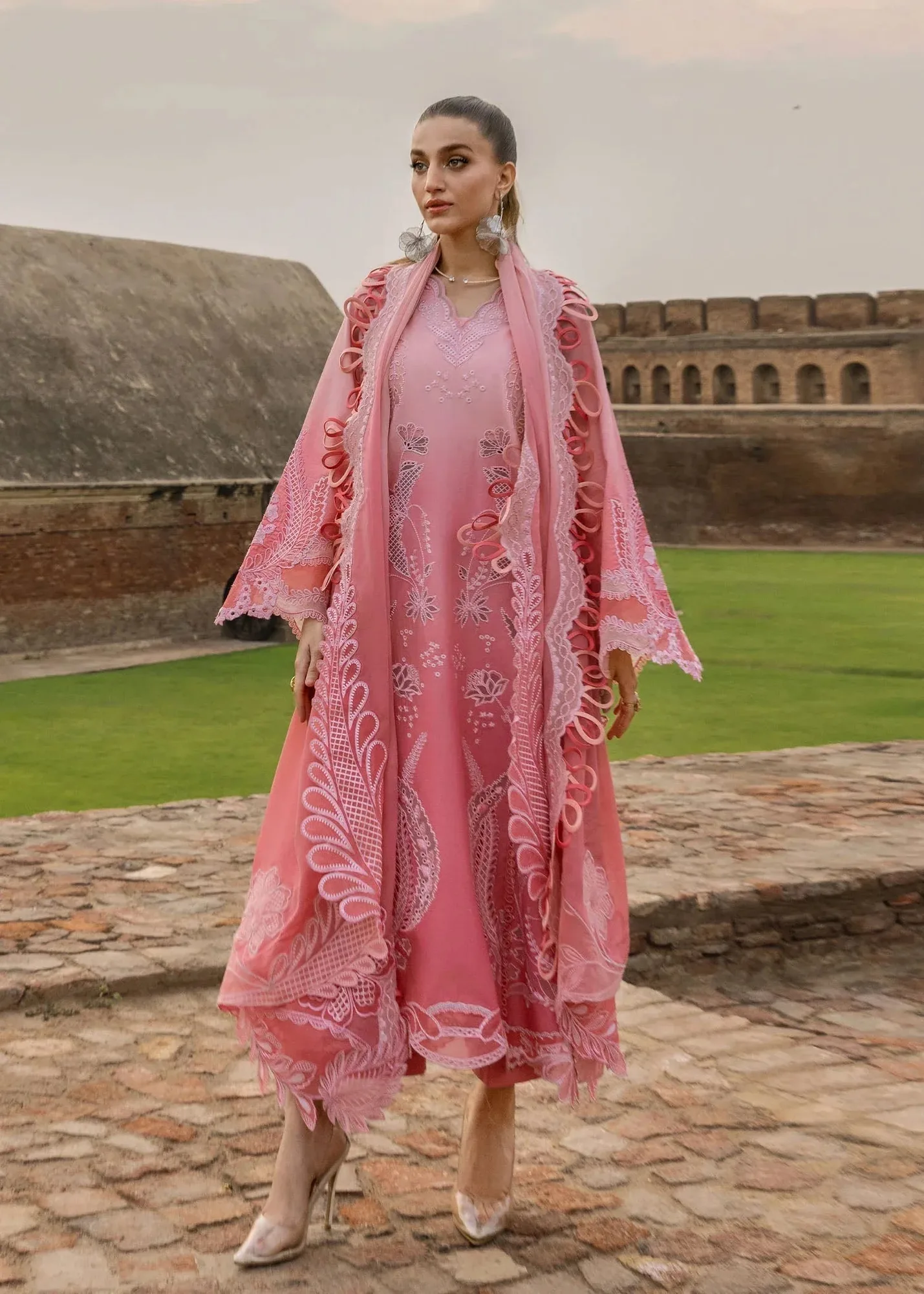 Crimson Tasawar 25 Pink Georgette – view 3 – Poshaq