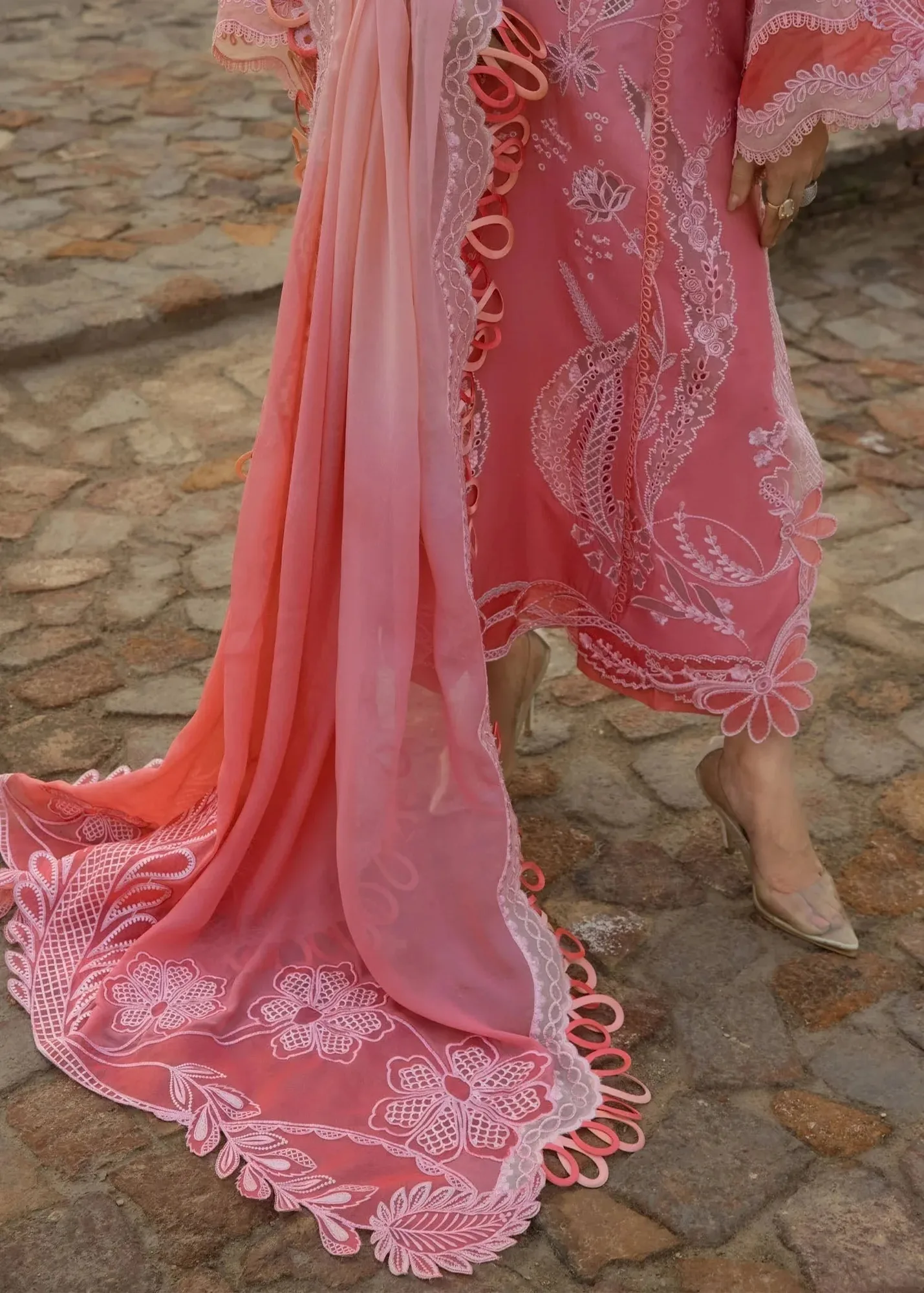 Crimson Tasawar 25 Pink Georgette – view 5 – Poshaq