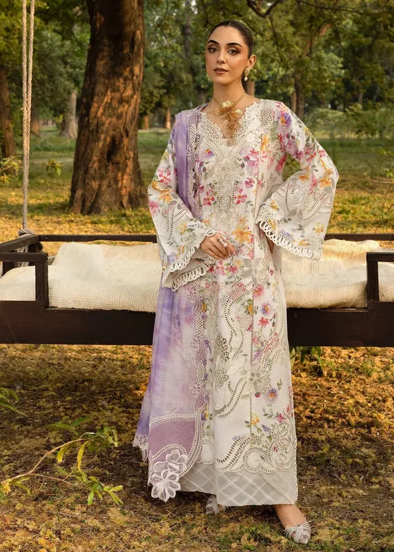 Crimson Tasawar 25 Off White Organza – view 1 – Poshaq
