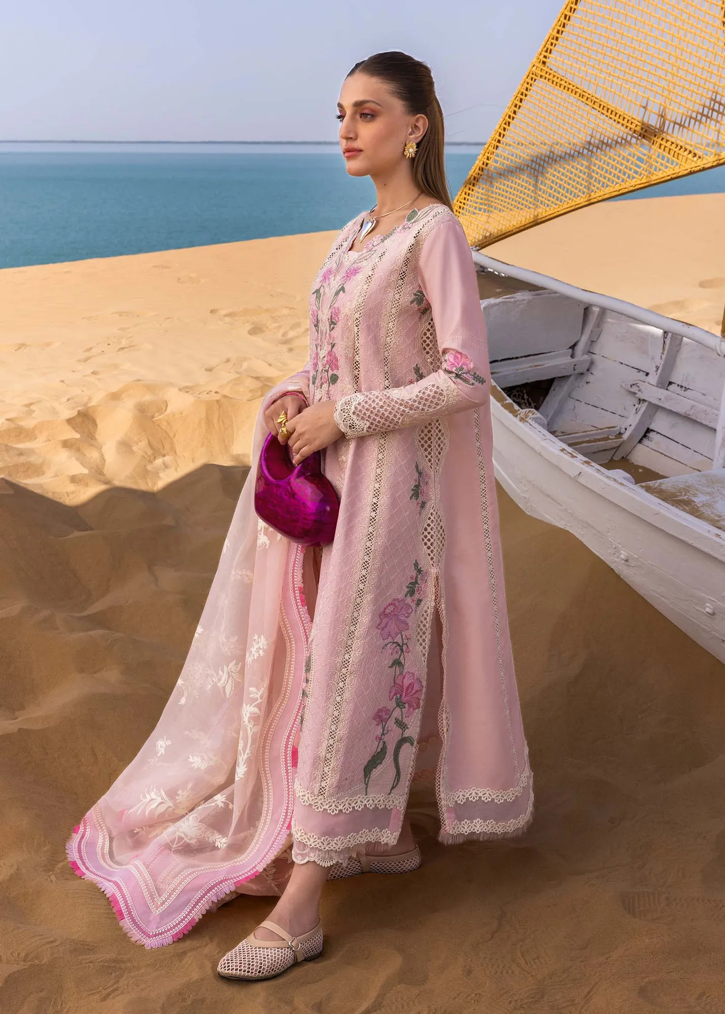 Crimson Floe by Crimson Powder Pink Organza – view 2 – Poshaq