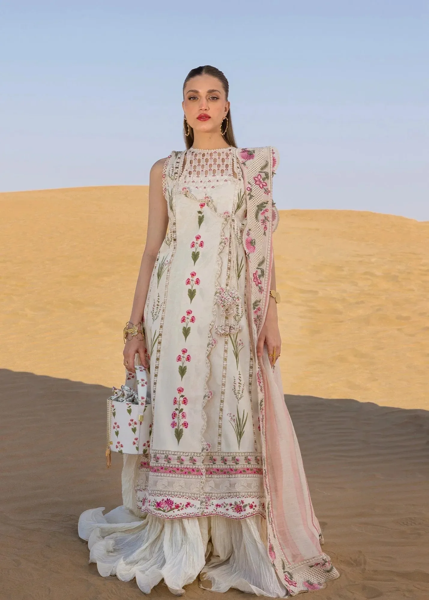 Crimson Floe by Crimson Off White Organza – view 1 – Poshaq