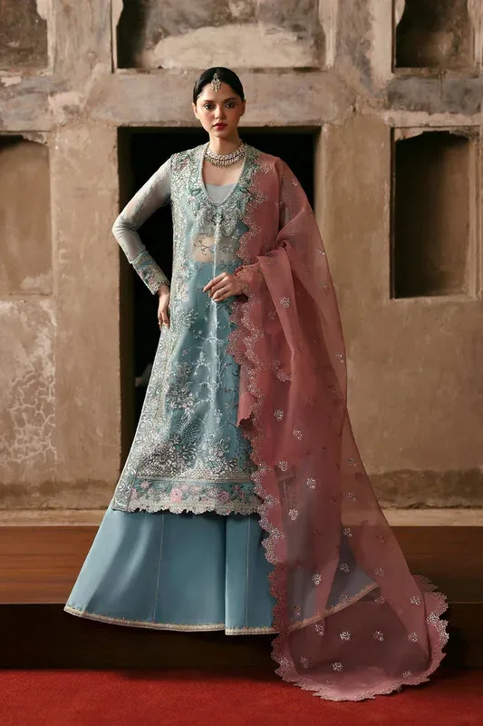 Ayzel Kaashvi Wedding Formals 25 Silver Organza – view 1 – Poshaq