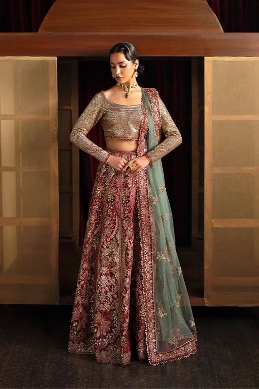Ayzel Kaashvi Wedding Formals 25 Silver Raw Silk – view 1 – Poshaq