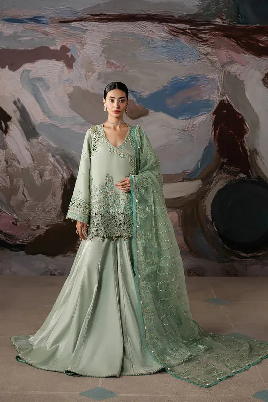 Ayzel Solaris Wedding Formals 25 Sage Green Organza – view 1 – Poshaq