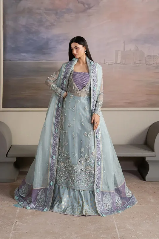 Ayzel Solaris Wedding Formals 25 Ice Blue Organza – view 1 – Poshaq