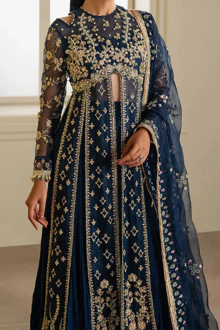 Ayzel Solaris Wedding Formals 25 Navy Blue Organza – view 3 – Poshaq