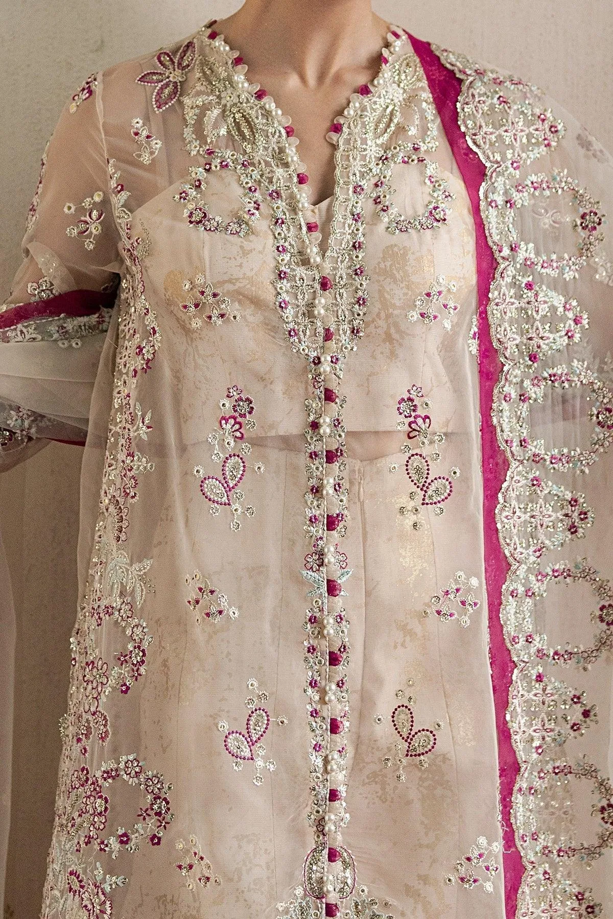 Ayzel Pehli Nazar 25 Ivory Organza – view 3 – Poshaq
