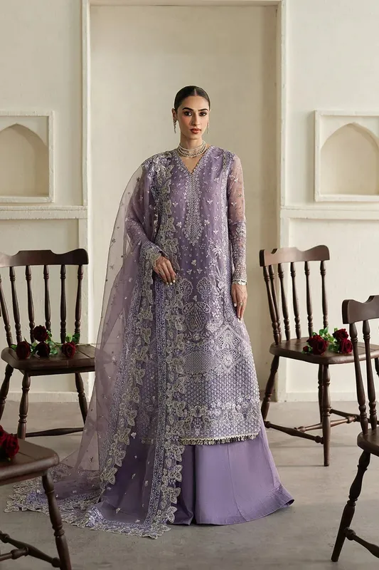 Ayzel Pehli Nazar 25 Purple Gray Organza – view 1 – Poshaq