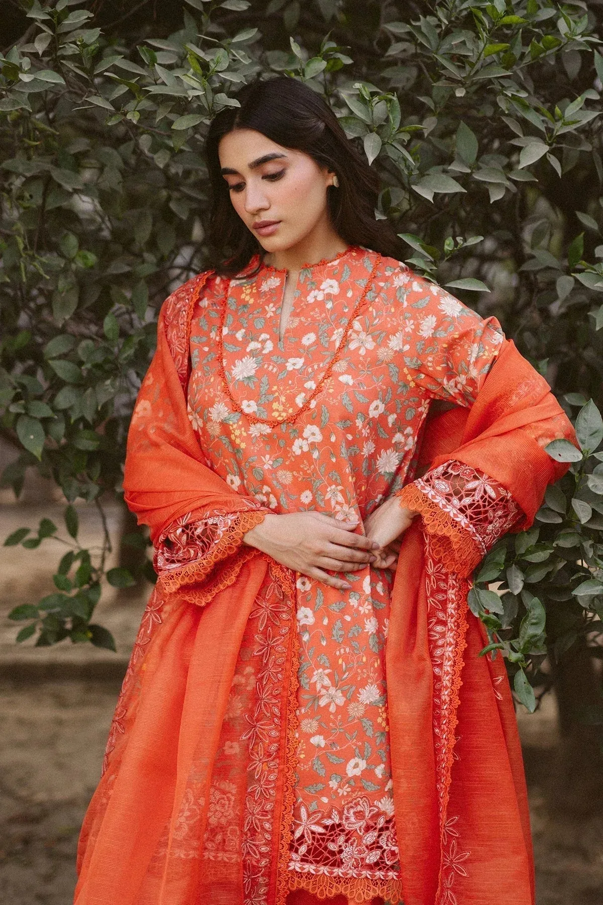 Ayzel The Bare Minimum Pinkish Orange Cotton – view 3 – Poshaq