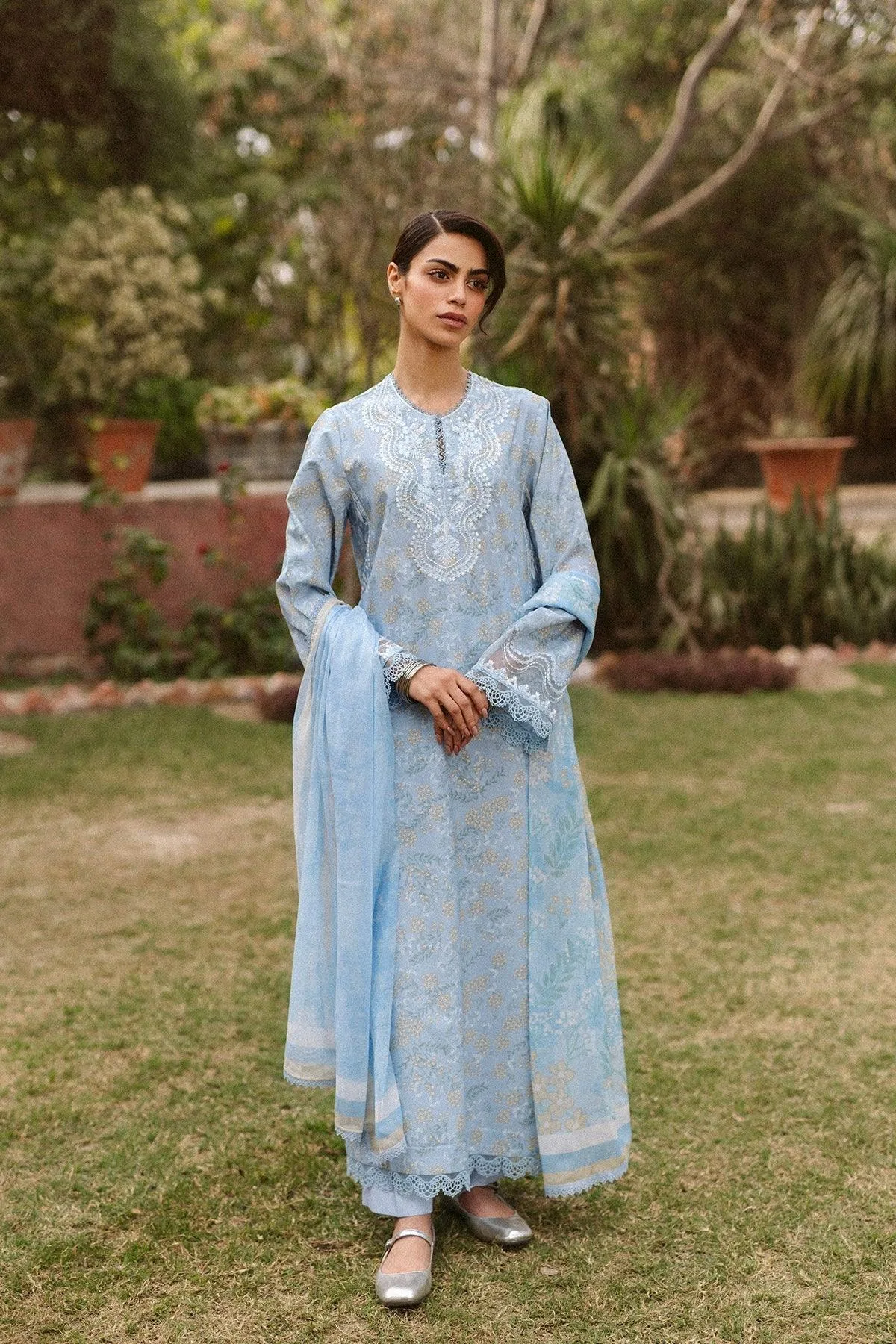 Ayzel The Bare Minimum Sky Blue Chiffon – view 1 – Poshaq