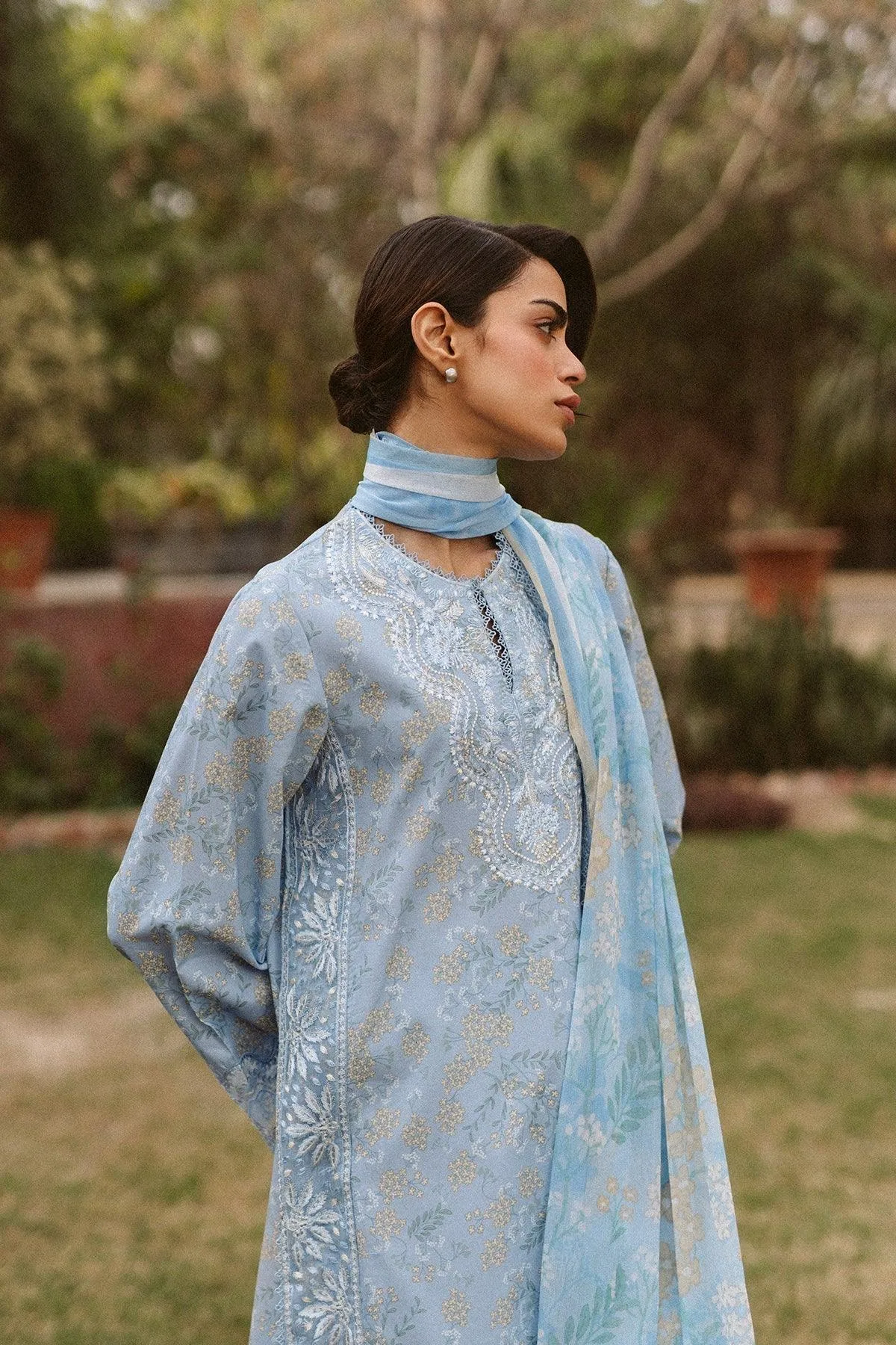 Ayzel The Bare Minimum Sky Blue Chiffon – view 3 – Poshaq