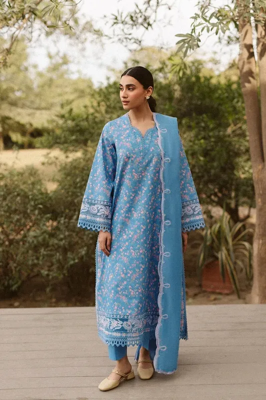 Ayzel The Bare Minimum Denium Blue Organza – view 1 – Poshaq